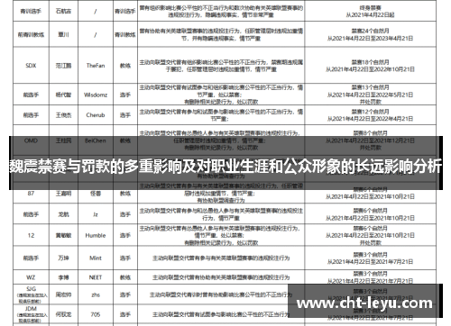 魏震禁赛与罚款的多重影响及对职业生涯和公众形象的长远影响分析